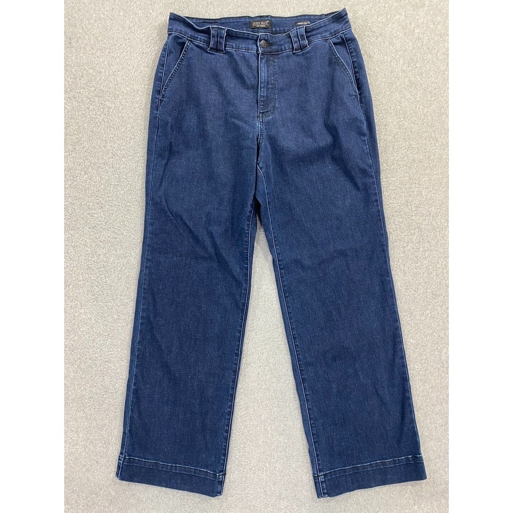 Judy Blue High Waist Wide Leg Fit Womens Size 16W Dark Wash Jeans Stretch Denim